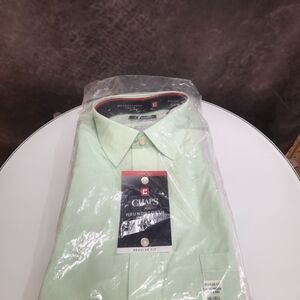 Chaps Men's Light Mint Green Houndstooth Dress Shirt